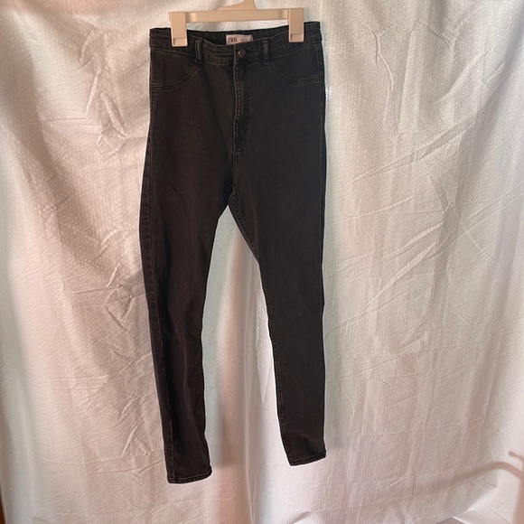 Zara Black Faded Skinny Denim Jeans US 8 EU40